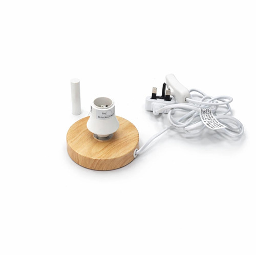 Natural wood effect - table, lamp