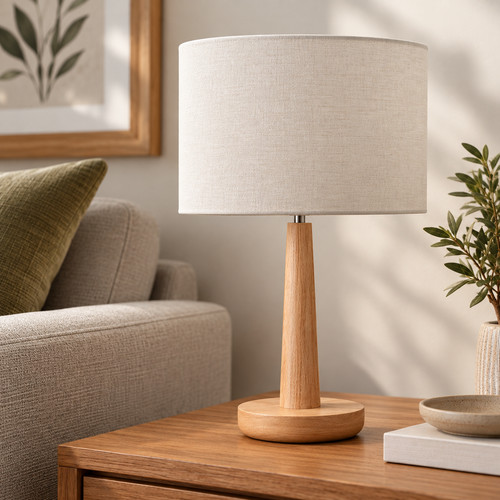 Walnut wood table lamp natural - wood,
